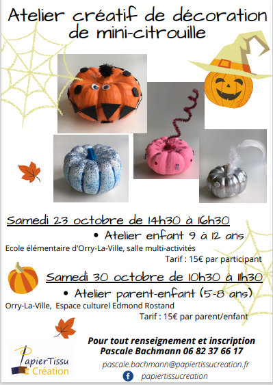 Atelier créatif de décoration de mini citrouilles