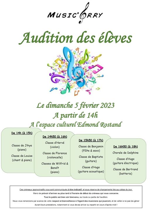 Audition des élèves de Music'Orry