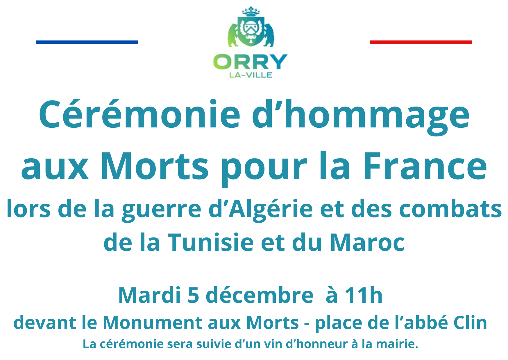 Cérémonie d'hommage aux Morts Pour la France durant la guerre d'Algérie
